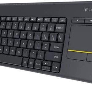 Logitech K400 Plus Wireless Touch TV Keyboard with Easy Media Control and Built-in Touchpad. HTPC Keyboard for PC-to-TV. Windows. Android. Chrome OS. Laptop. QWERTY UK English Layout - Black