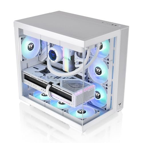 Thermaltake View 380 TG ARGB Snow ATX case; Includes 4x120mm ARGB fans; Supports hidden connector motherboards; Dual tempered glass panels on the front and sides; CA-1Z2-00M6WN-AZ; 3-year warranty - Image 5