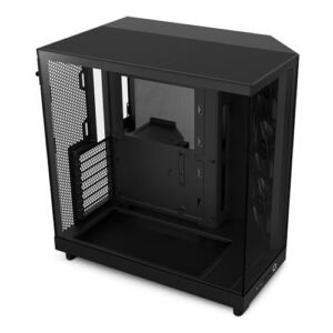 Lian Li O11 V NZXT H6 Flow | CC-H61FB-01 | Compact dual-chamber mid-tower airflow case | Panoramic glass panel | High-performance airflow panel | Includes 3 x 120mm fans | Cable management | Black