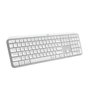 Logitech MX Keys S Premium Wireless Illuminated Keyboard Touch Responsive Typing Automatic Backlight Streaming Metal Case USB C Fast Charging Multi-Device Light Gray