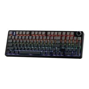 MechLands Aula F99 PRO 96% Mechanical Gaming Keyboard. BT5.0/USB-C/2.4GHz Wireless. Hot Swappable Pad Custom Keyboard with 8000mAH Battery. Rotary Knob. RGB Backlight for Win/Mac (Gray)