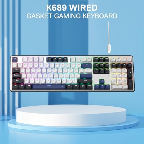 Redragon K689 Wired Pad RGB Gaming Keyboard. 108-key mechanical keyboard with extra 4 hotkeys. Upgraded hot-swap sockets. 3-layer noise reduction. Mixed color keycaps. Custom linear switches - Image 7
