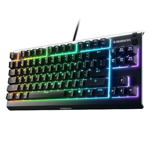 SteelSeries Apex 3 TKL RGB Gaming Keyboard Keyless Compact Watch Factory-8-Zone RGB Lighting IP32 Waterproof Dustproof Silent Gaming Switches Gaming-Grade Anti-Ghosting. Black 12167
