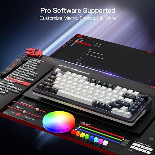 Redragon K673 PRO 75% Wireless Pad RGB Gaming Keyboard. 3-mode 81-key compact mechanical keyboard with hot-swap sockets. Dedicated knob control and sound-absorbing pad. Linear red switches - Image 7