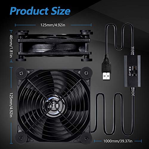 SCCCF Silent 120mm USB Fan. 5V USB Portable Cooling Fan for Flat Panel TV Receiver Router DVR Playstation Xbox Computer Cabinet Cooler - Image 3
