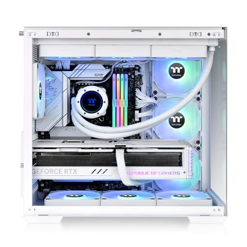 Thermaltake View 380 TG ARGB Snow ATX case; Includes 4x120mm ARGB fans; Supports hidden connector motherboards; Dual tempered glass panels on the front and sides; CA-1Z2-00M6WN-AZ; 3-year warranty - Image 4