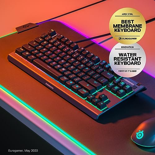 SteelSeries Apex 3 TKL RGB Gaming Keyboard Keyless Compact Watch Factory-8-Zone RGB Lighting IP32 Waterproof Dustproof Silent Gaming Switches Gaming-Grade Anti-Ghosting. Black 12167 - Image 2