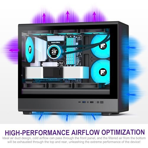 FOIFKIN X01 Computer Case - Pre-installed 3 ARGB PWM fans. MicroATX gaming PC case. Top supports 360mm cooler with C-shaped square grid design. Removable glass side panel. Black. FOIFKIN - Image 3
