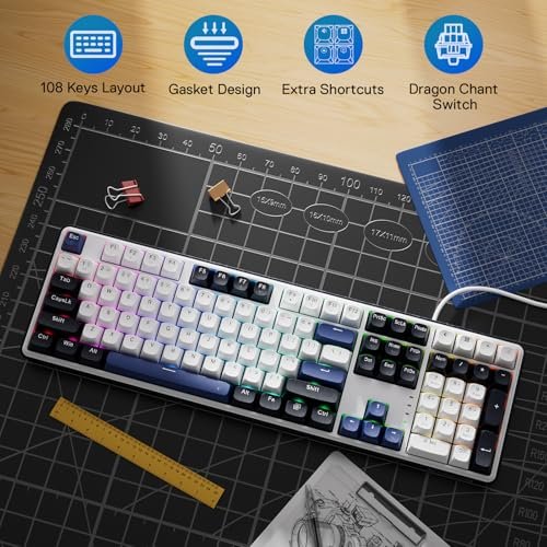 Redragon K689 Wired Pad RGB Gaming Keyboard. 108-key mechanical keyboard with extra 4 hotkeys. Upgraded hot-swap sockets. 3-layer noise reduction. Mixed color keycaps. Custom linear switches - Image 2
