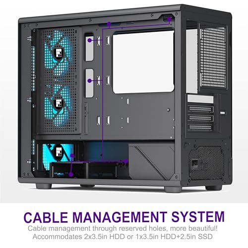 FOIFKIN X01 Computer Case - Pre-installed 3 ARGB PWM fans. MicroATX gaming PC case. Top supports 360mm cooler with C-shaped square grid design. Removable glass side panel. Black. FOIFKIN - Image 6