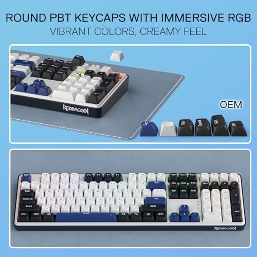 Redragon K689 Wired Pad RGB Gaming Keyboard. 108-key mechanical keyboard with extra 4 hotkeys. Upgraded hot-swap sockets. 3-layer noise reduction. Mixed color keycaps. Custom linear switches - Image 6