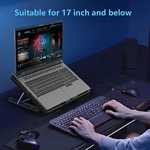 LIANGSTAR Laptop Cooling Pad. Laptop Cooler with 6 Silent Fans for 12-17 Inch Laptop Gaming Fan Stabilizer Bracket. 7 Height and Wind Speed Adjustable. 2 USB Ports and Phone Holder (Black) - Image 3